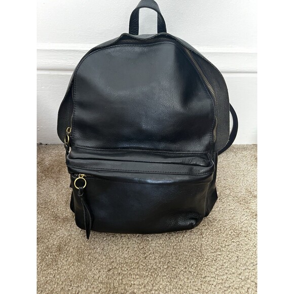 Madewell Womens Leather Backpack Lorimer Black Zip Pocket Office Corporate Work main image 5